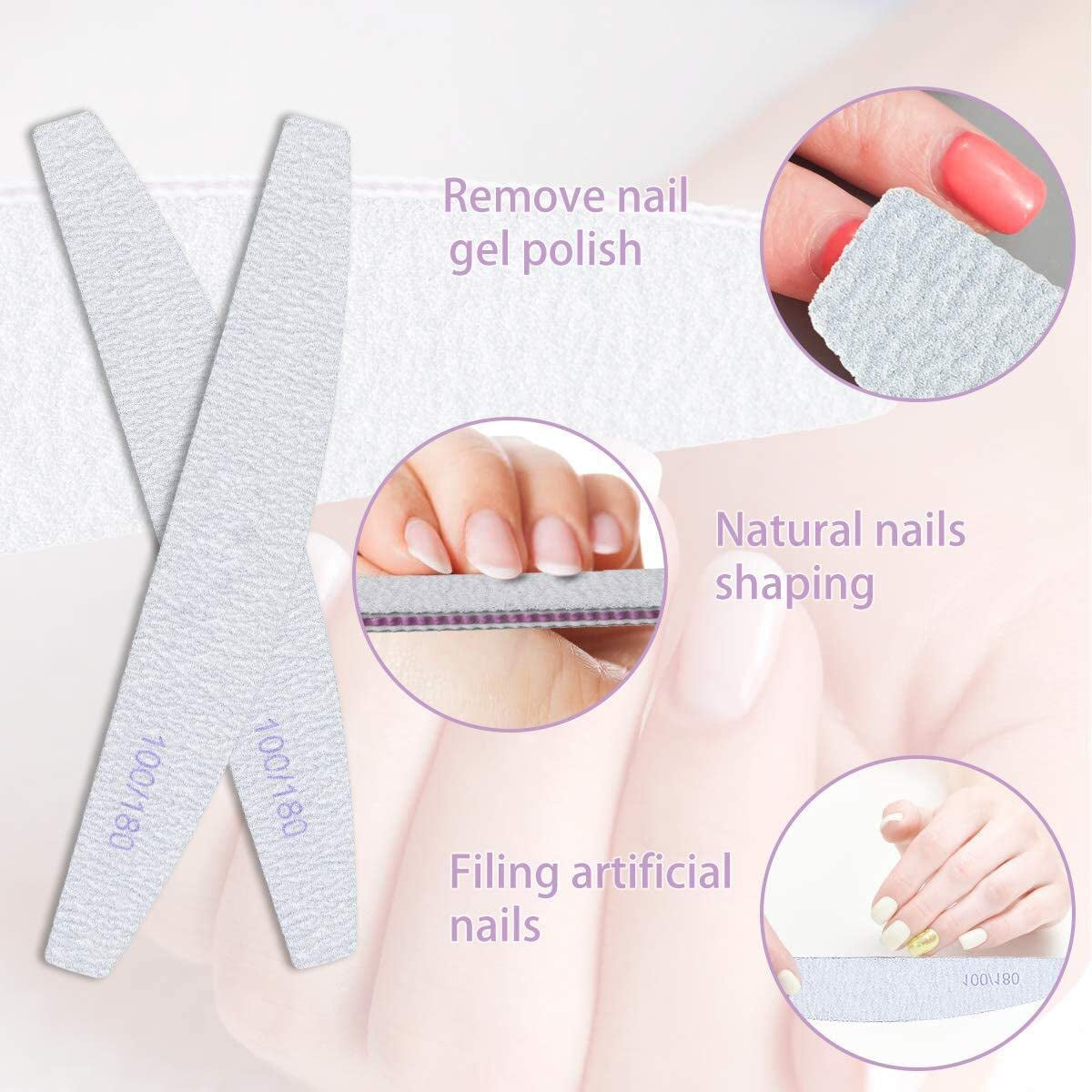 URAQT Professionelle Nagelfeile, 16 Stück, Feile 100/180, Waschbar, Für Nägel, Doppelseitig – Friseursalon, Haustiere (Weiß)