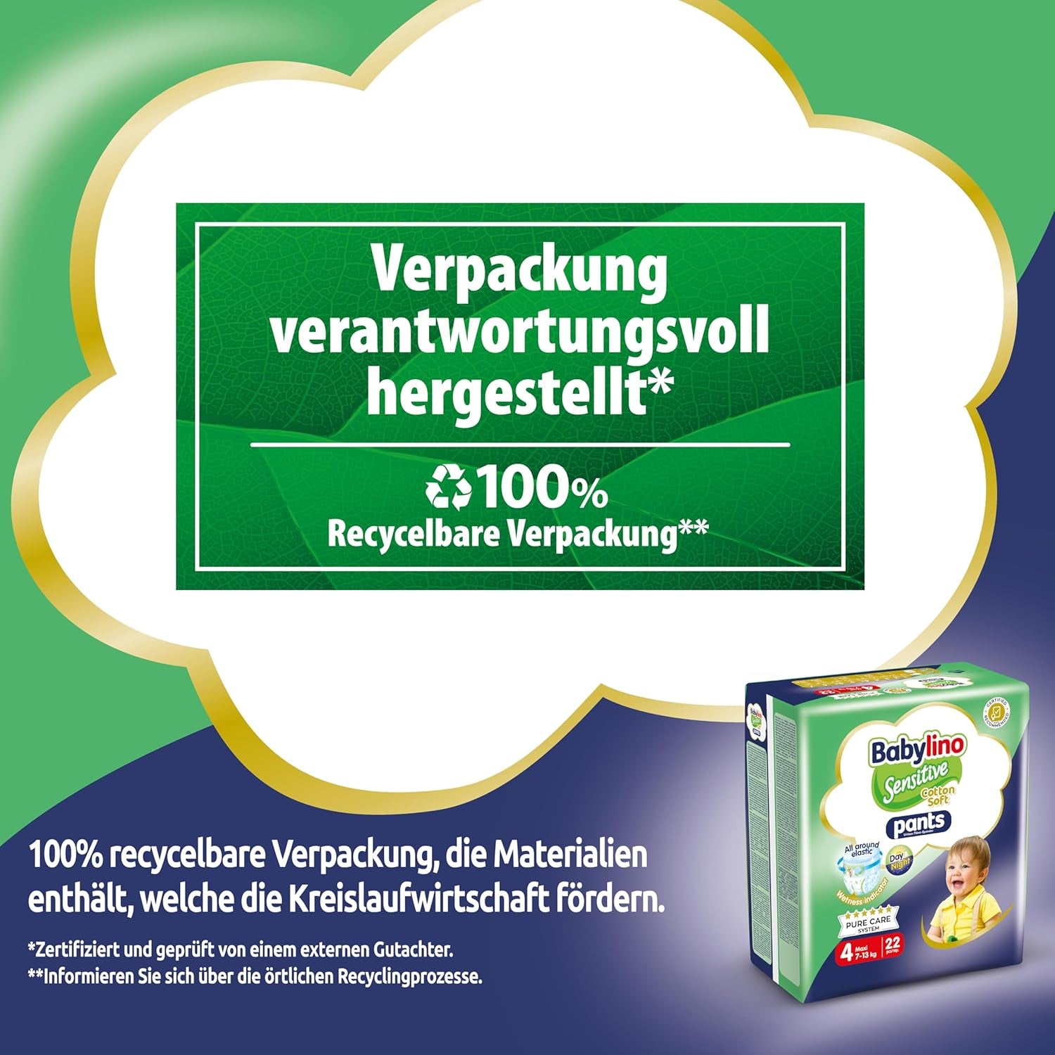 Windeln Sensitive Cotton Soft, Größe 4, Pants Maxi (7-13 kg), 22 Stück