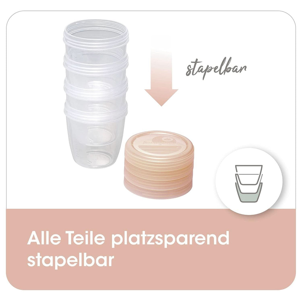 Muttermilchbehälter NIP First Moments 150 ml, 4 Stück: stapelbar und auslaufsicher Zubehör Essen und Stillen Bebe Naty Shop