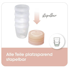 Muttermilchbehälter NIP First Moments 150 ml, 4 Stück: stapelbar und auslaufsicher Zubehör Essen und Stillen Bebe Naty Shop
