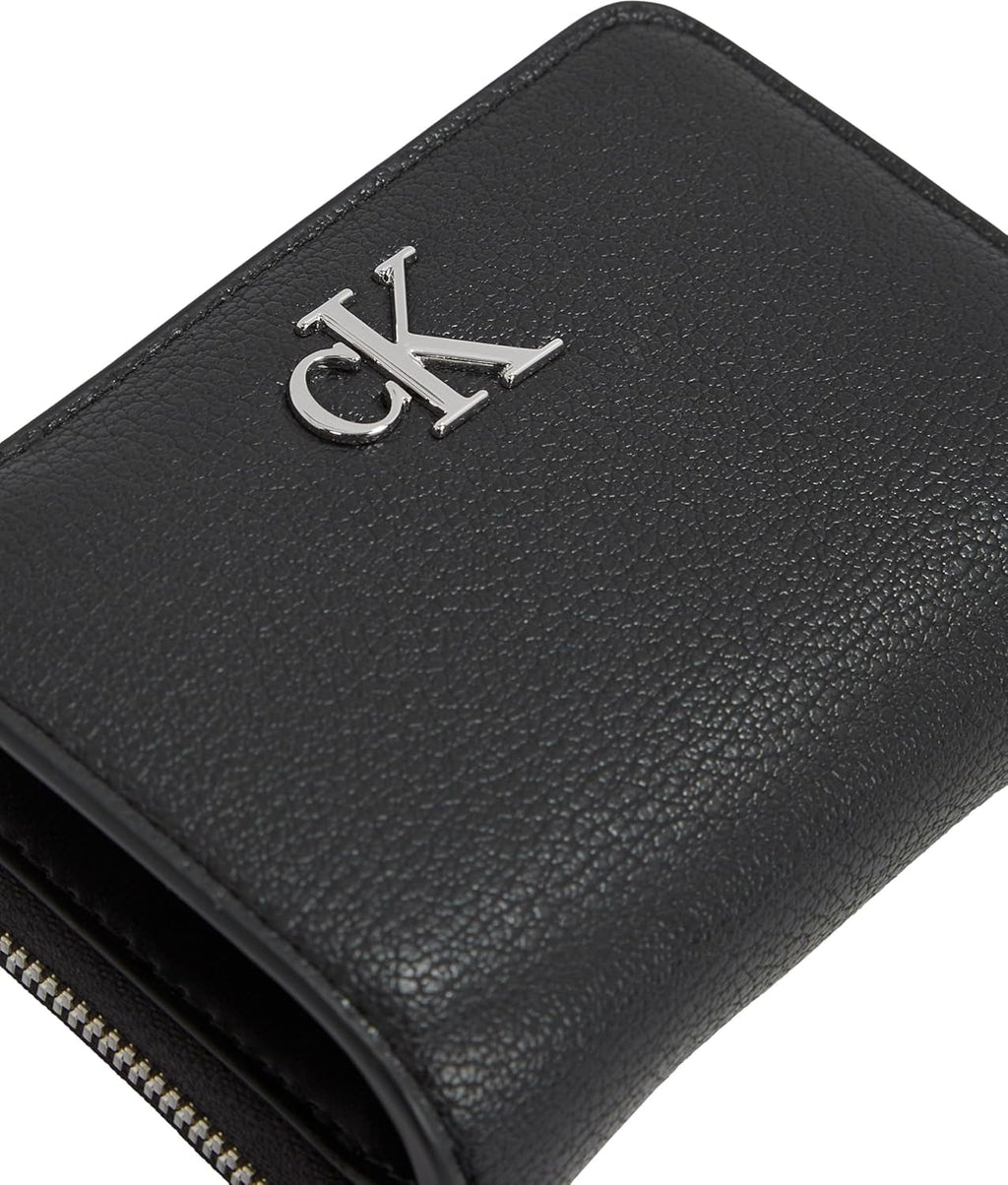 Calvin Klein doamnelor portofel Minimal Monogram Zip Around Klein, negru (negru), o mărime Portofel Femei Naty Shop