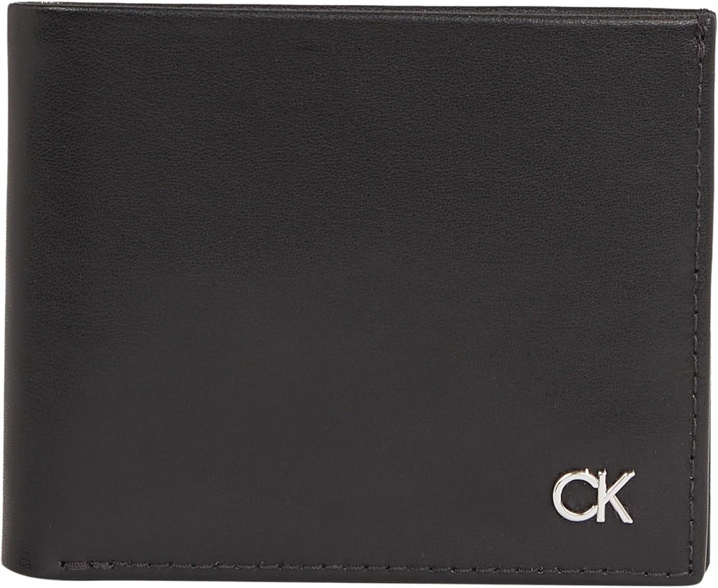 Calvin Klein METAL CK BIFOLD 6CC W/BILL Portofel pentru bărbați, negru (Ck Black), OS Portofel Barbati Naty Shop Titlu implicit