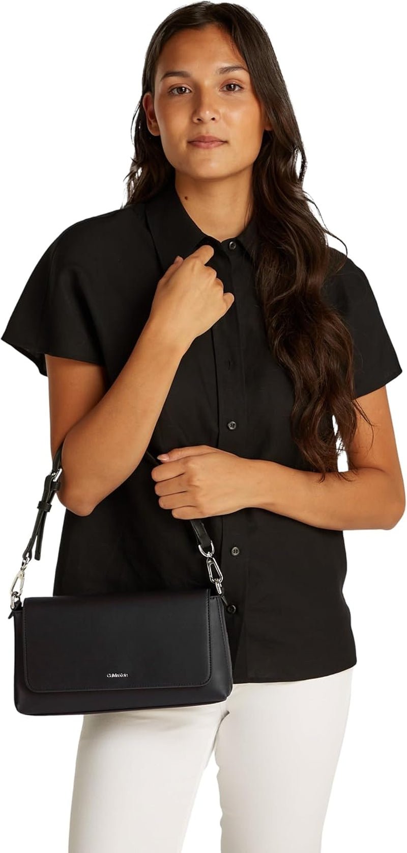 Calvin Klein Women's Shoulder Bag Must Convertible Detachable Strap, Black (Ck Black), One Size Genti Femei Naty Shop