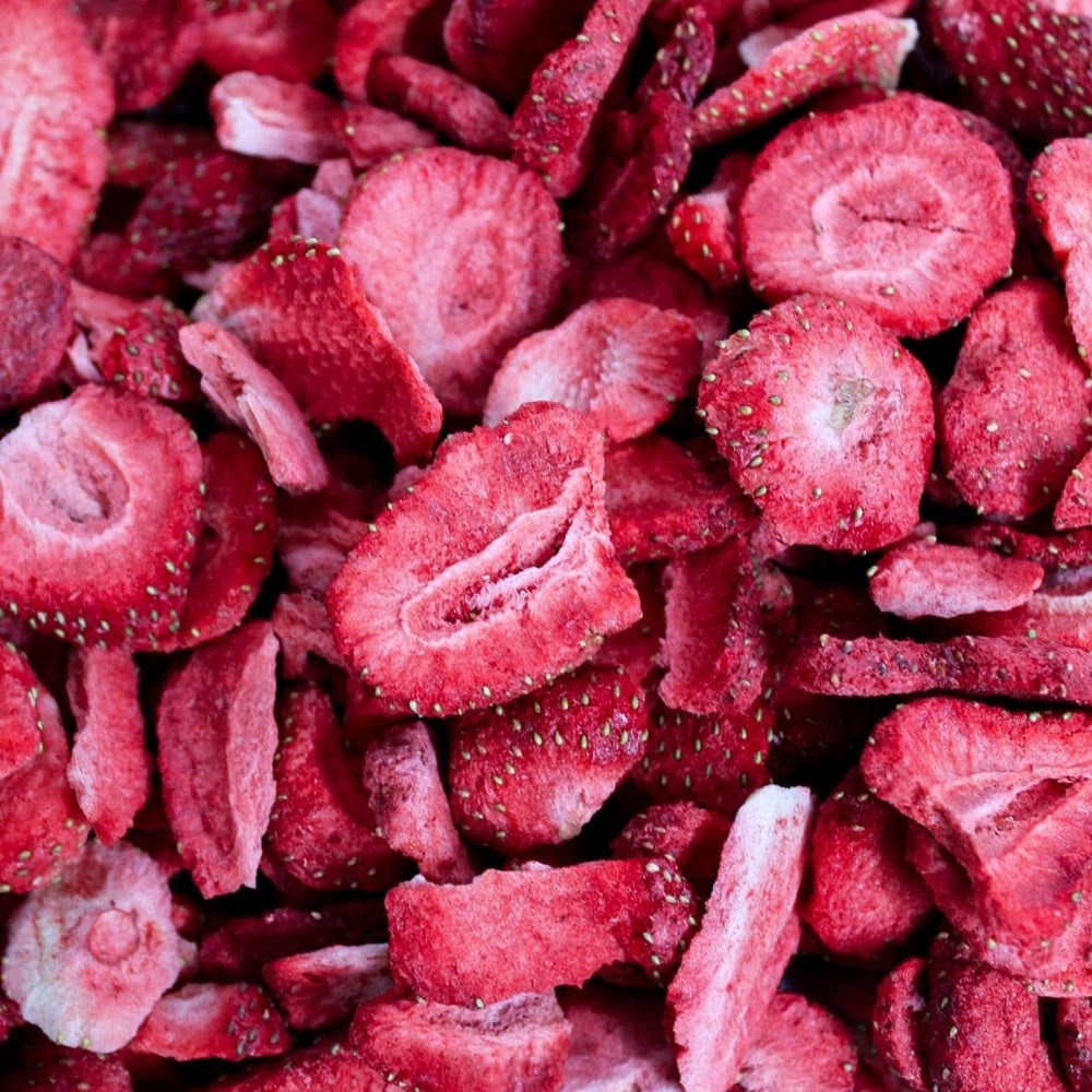 Căpșuni liofilizate 150g - Felii de căpșuni liofilizate - Fructe uscate liofilizate - Fructe de căpșuni uscate - Perfect pentru coacere, decorare, gustări, muesli, deserturi Produse deshidratate Naty Shop