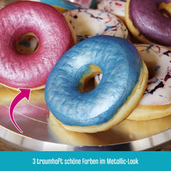 DECOCINO Pudră Pastel Metalic Colorantă (3X2G) – Albastru, Liliac și Roz – Pudră de Colorant Alimentar – Pudră cu Sclipici Potrivită pentru Fondant ca Decor pentru Torturi și Torturi!