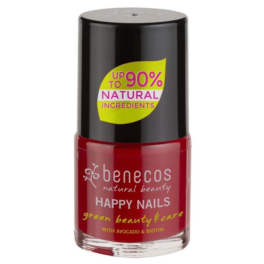 Benecos 20-Free veganer Nagellack, Vintage-Rot – pflanzlicher Nagellack – schnell trocknend und langlebig – wasserdurchlässig – angereichert mit Biotin – 5 ml