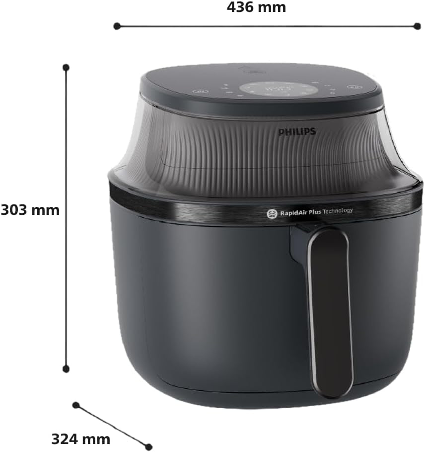Philips Airfryer 3000 Serie 6,2 l, Kochfenster, 16 Kochfunktionen in 1, Rapidair Plus-Technologie, Fettentfernung, Rezeptanwendung Homeid Appliances Naty Shop