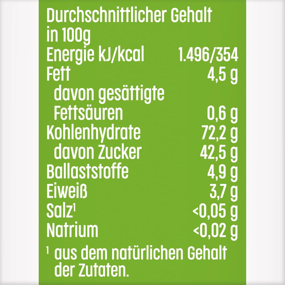 Birne-Apfel-Fruchtriegel (20 x 25 g), nur mit Früchten gesüßt, perfekter Snack für zwischendurch, zubereitet aus streng kontrollierten und ausgewählten Zutaten.