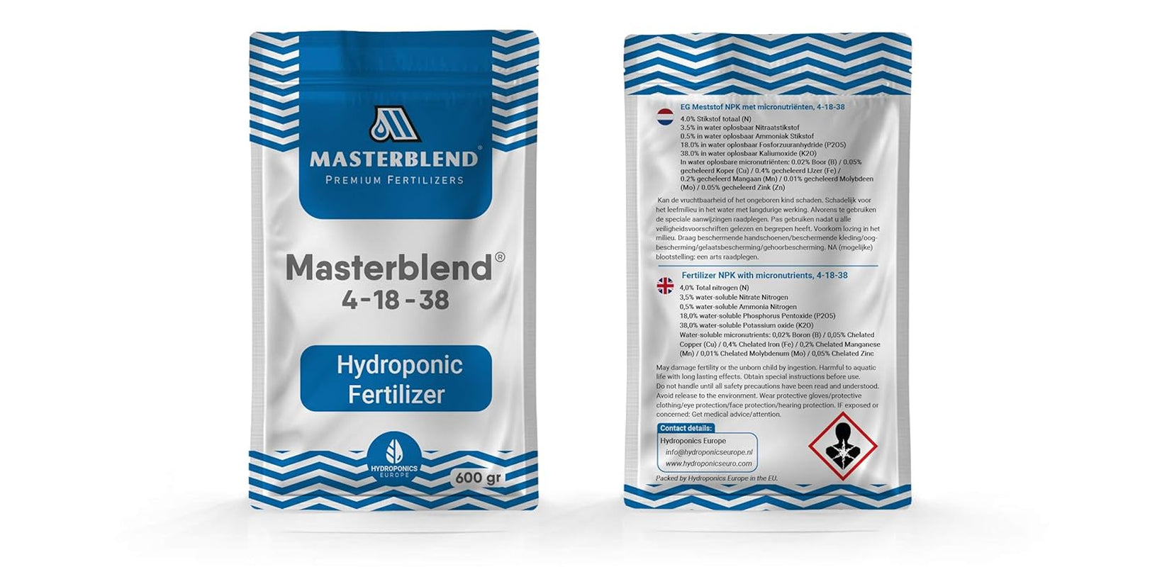 4-18-38 Komplettes Hydrokultur-Düngemittel-Set | Hydroponisches Nährstoffsystem | Lieferung aus der EU | 0,75–4,0 kg (1,5)