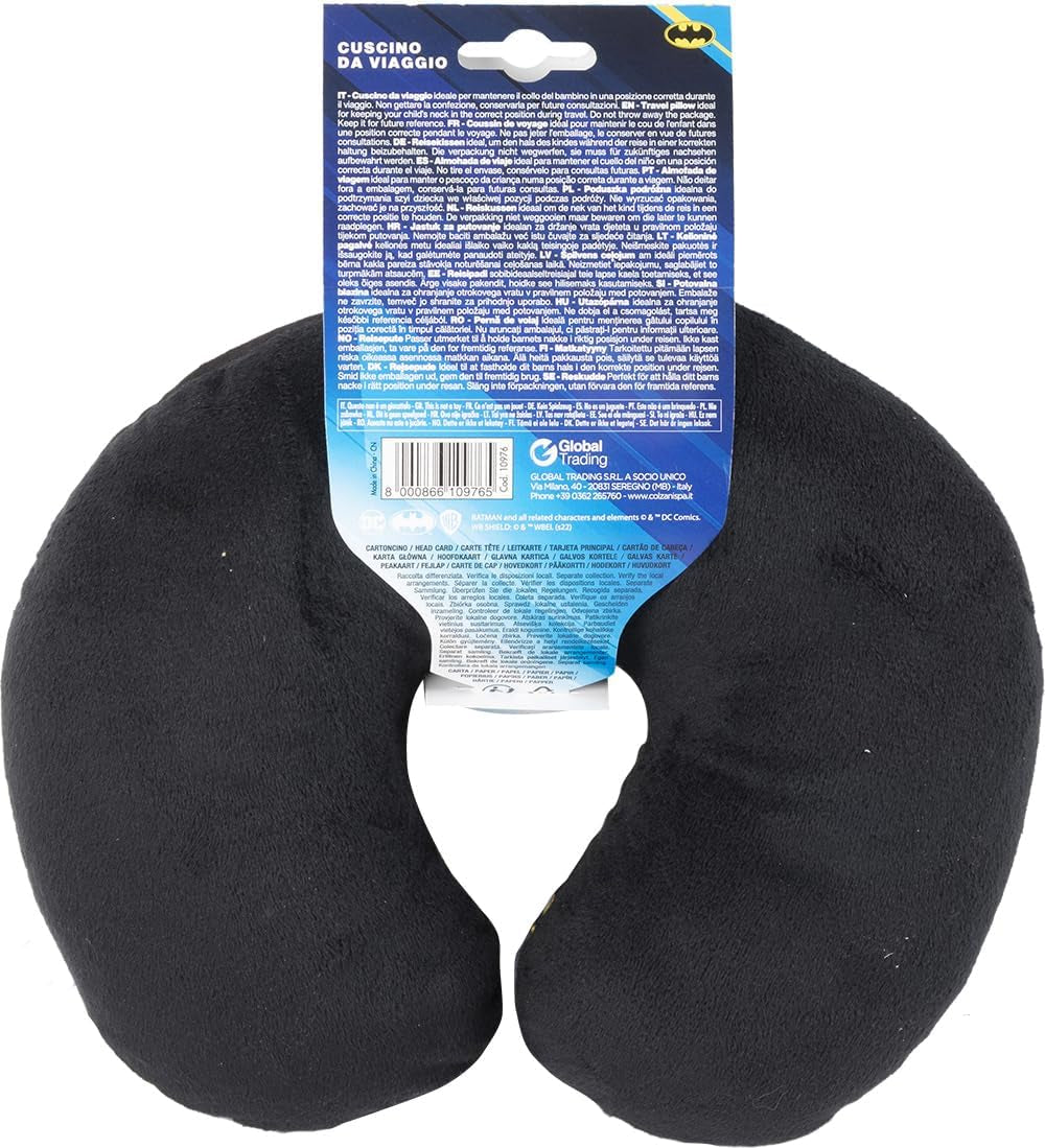 DC Comics Soft Batman Car Travel Neck Cushion Child Safety Comfort Superhero Bat Man, Cuscino Da Viaggio Auto, Light Blue, One Size Perne calatorie Naty Shop