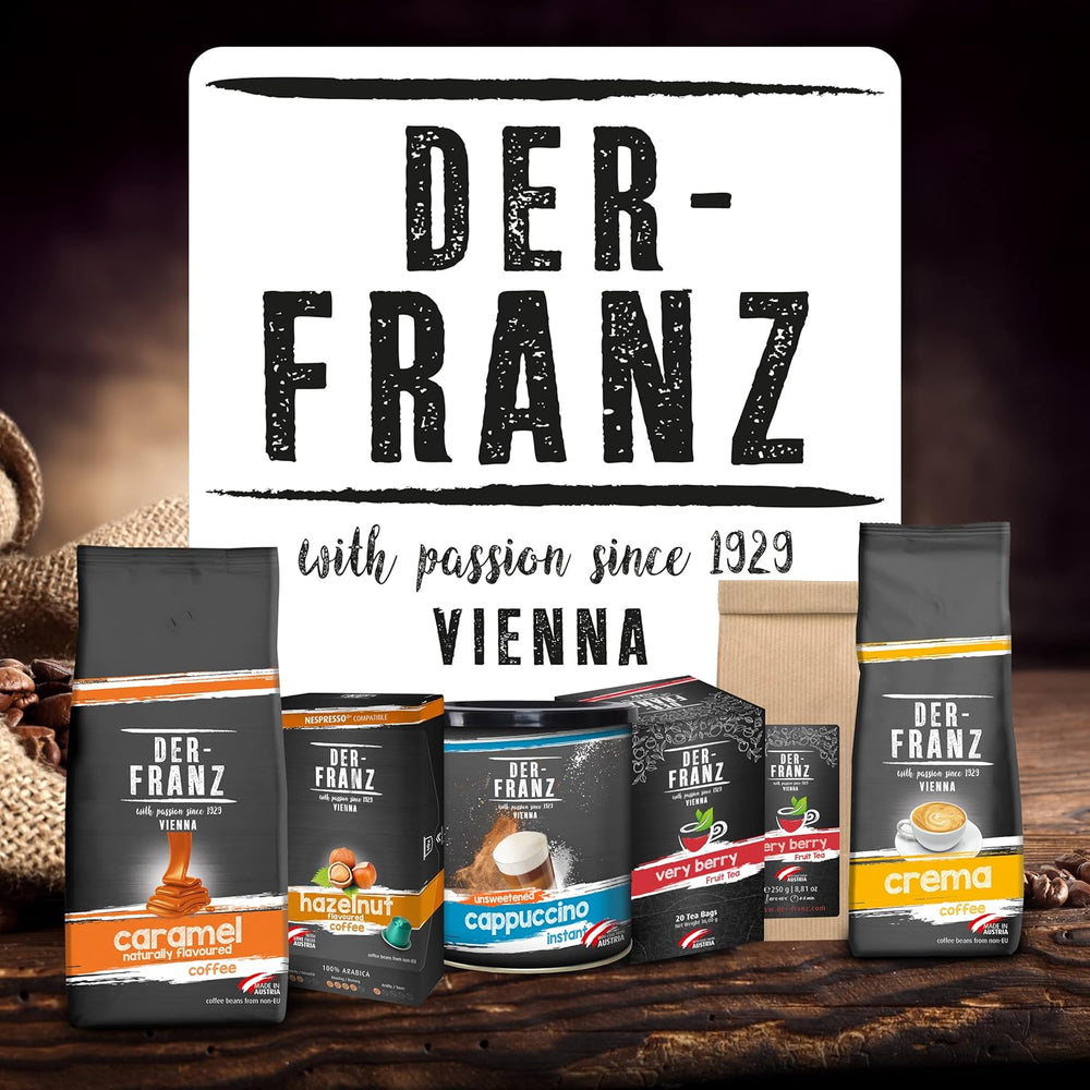 Cafea Der-Franz Melange, Intensitate 3/5, 100% Arabica, boabe întregi de cafea, 4 x 1000 g