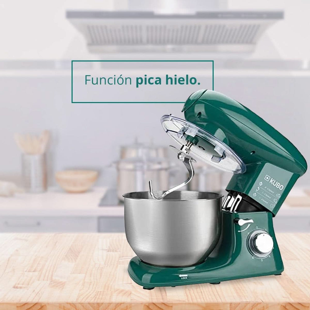 Küchenmaschine - 7 Zubehörteile: Mixbecher, Fleischwolf, Große Schüssel, Schutzdeckel, Schneebesen, Mixer Und Netmaschine - Farbe: Grün - Fassungsvermögen: 6 Liter Mutter und Kind Naty Shop