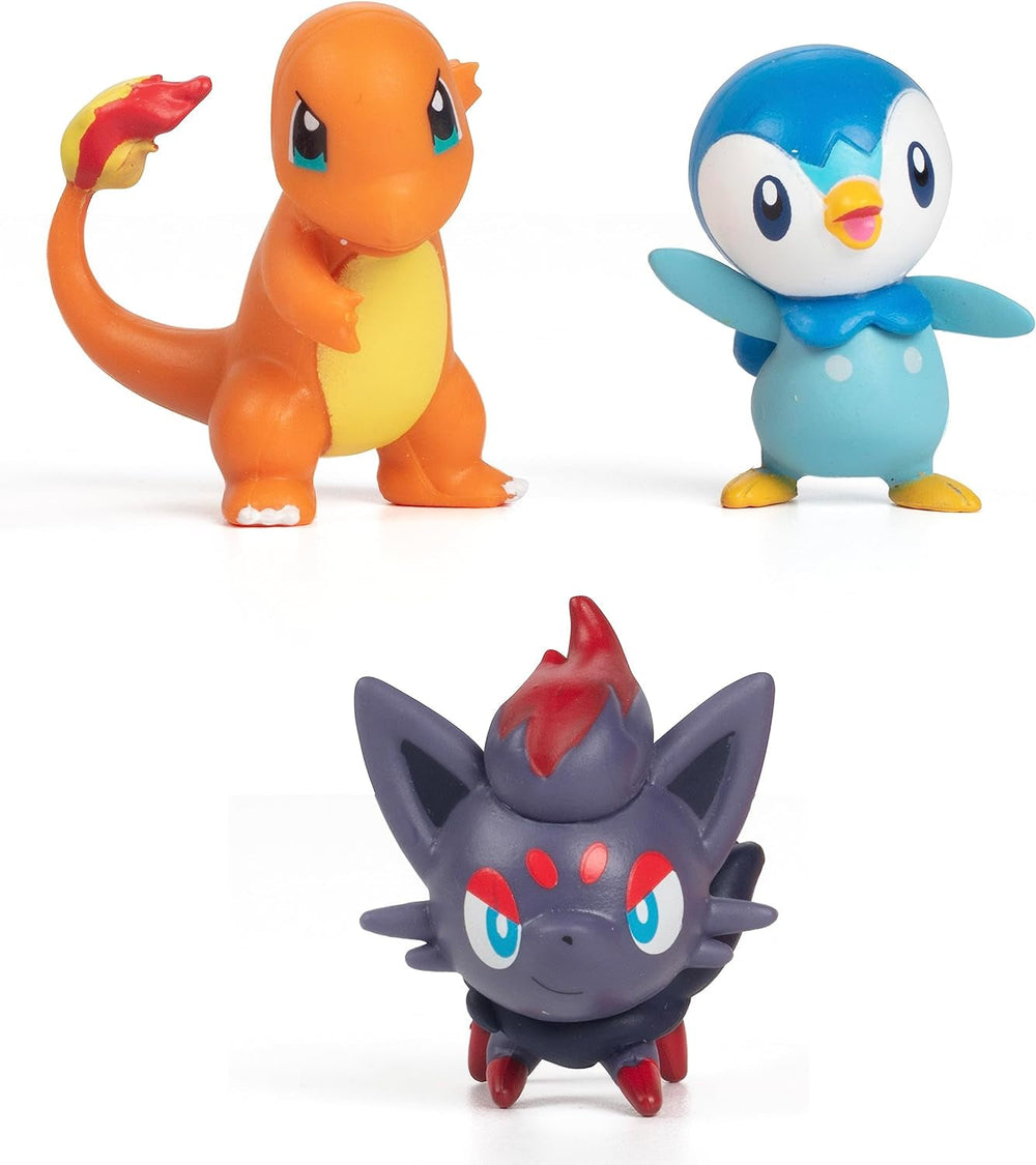 Bereit für den Pokémon-Kampf! 6-teiliges Figurenset – 11,4 cm Ash & Launching Pikachu, 5,1 cm Charmander, Rowlet, Piplup, Zorua – Offiziell lizenziert – Ostergeschenk für Kinder, Jungen, Mädchen. Actionfiguren Naty Shop