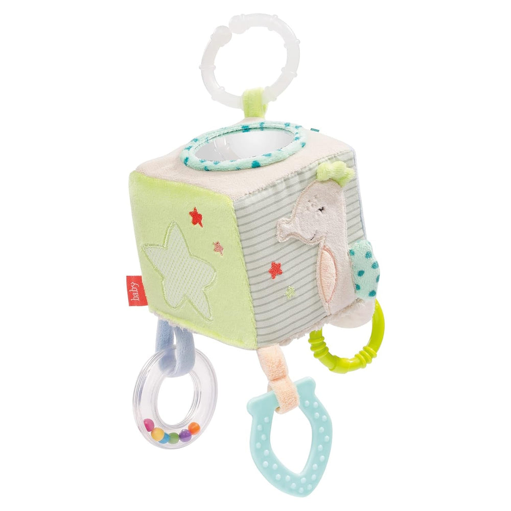 Fehn Activity Cube Otter - Jucărie pentru activități motorii cu elemente de prindere suspendate - Pentru bebeluși și copii mici de la 0+ luni - Dimensiuni: 10 x 10 cm Jucarii Bebe Naty Shop Copii de mare