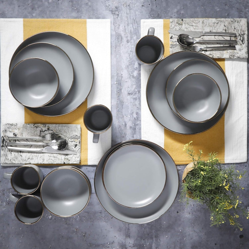 Set de veselă Rockaway din ceramică, rotund, pentru 4 persoane Seturi vesela masa Naty Shop