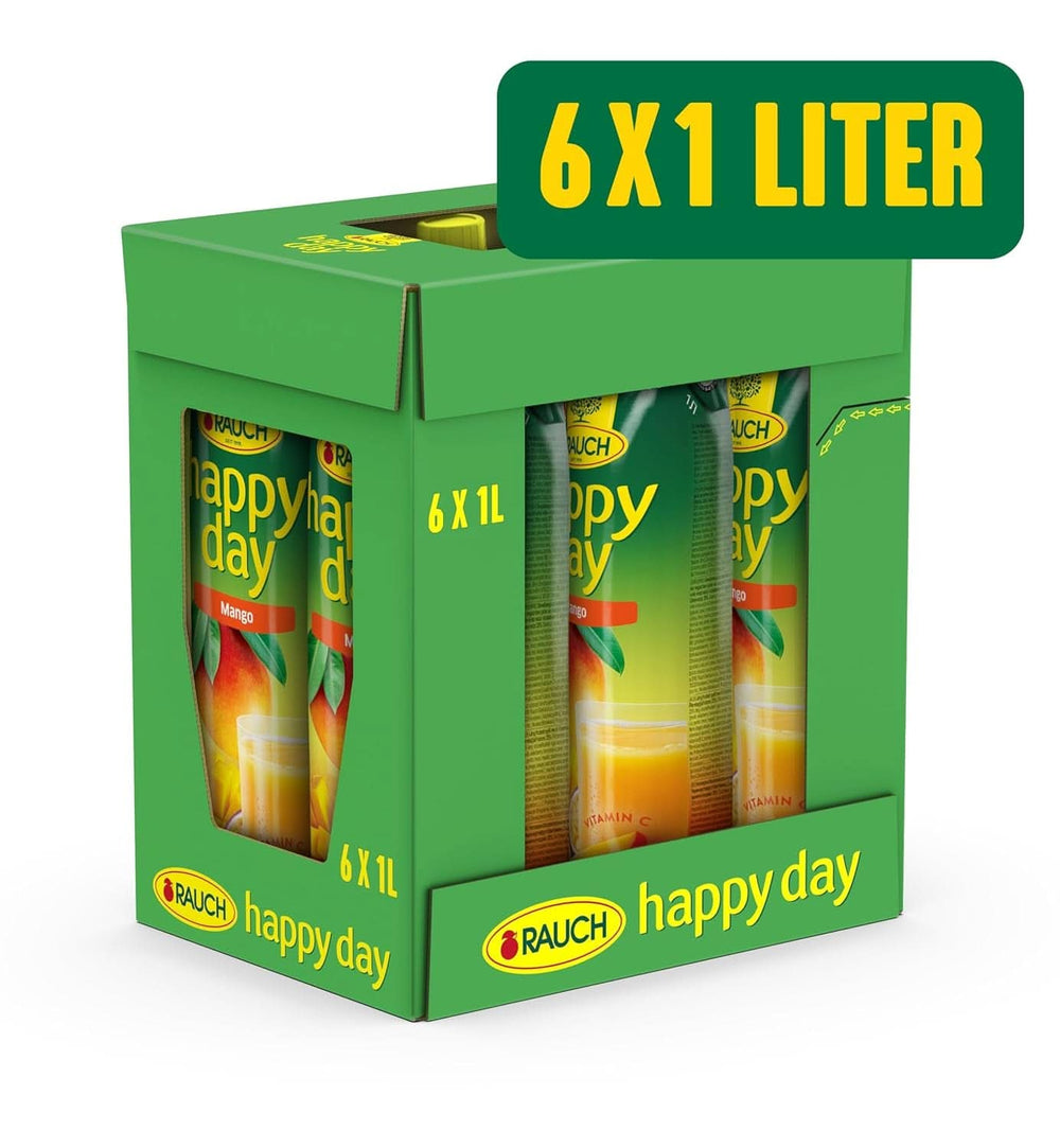 Rauch Happy Day Mango | Raffiniertes Getränk mit Passionsfrucht | Viel Vitamin C | 6 x 1 Liter, Tetra Prisma Naty Shop