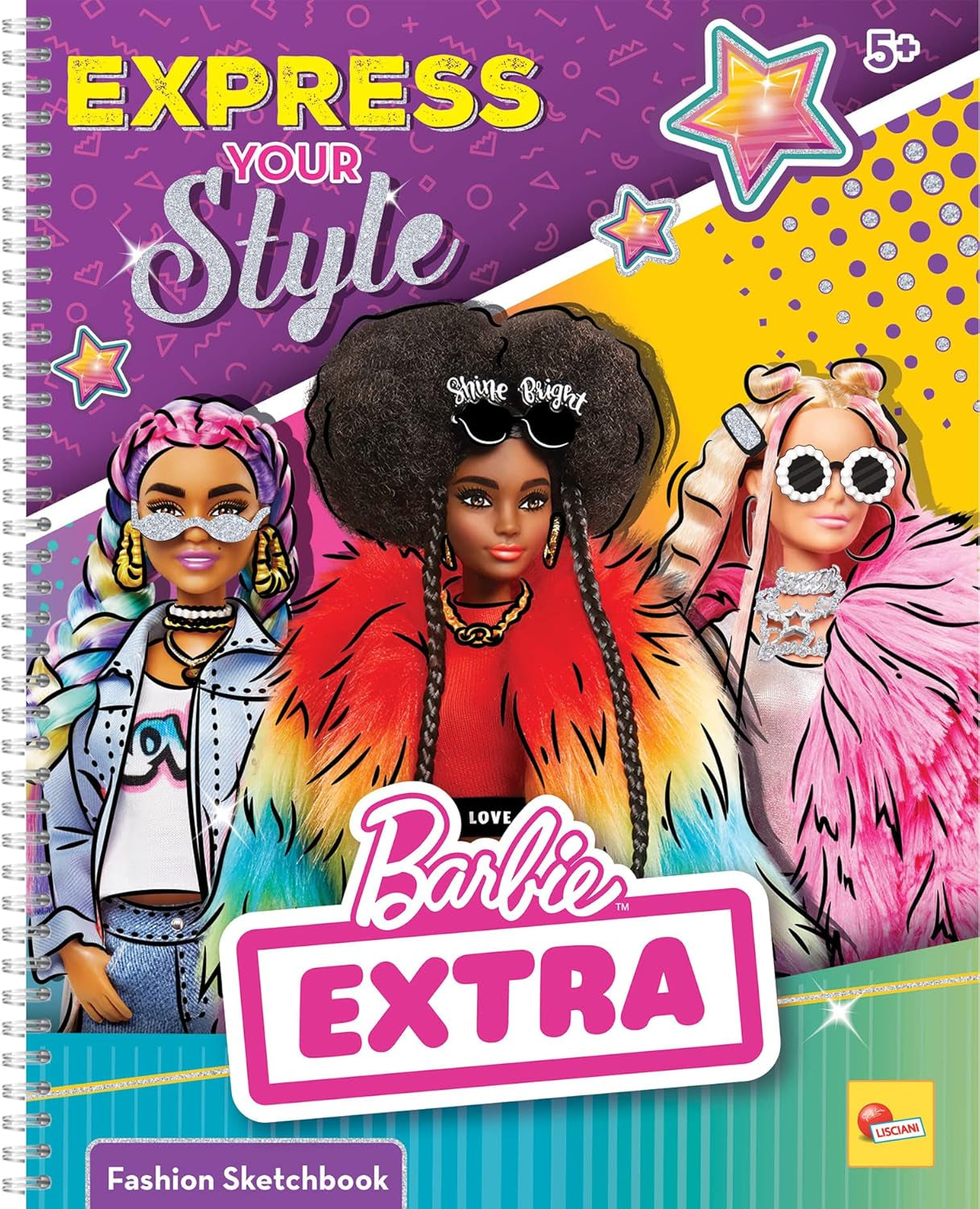 Lisciani – BARBIE – Skizzenbuch Set Wir Glänzen – Modestudio – Models zum Anziehen – Kreatives Spiel – Supermodische Kleidung – Farbmarker – Für Mädchen ab 4 Jahren