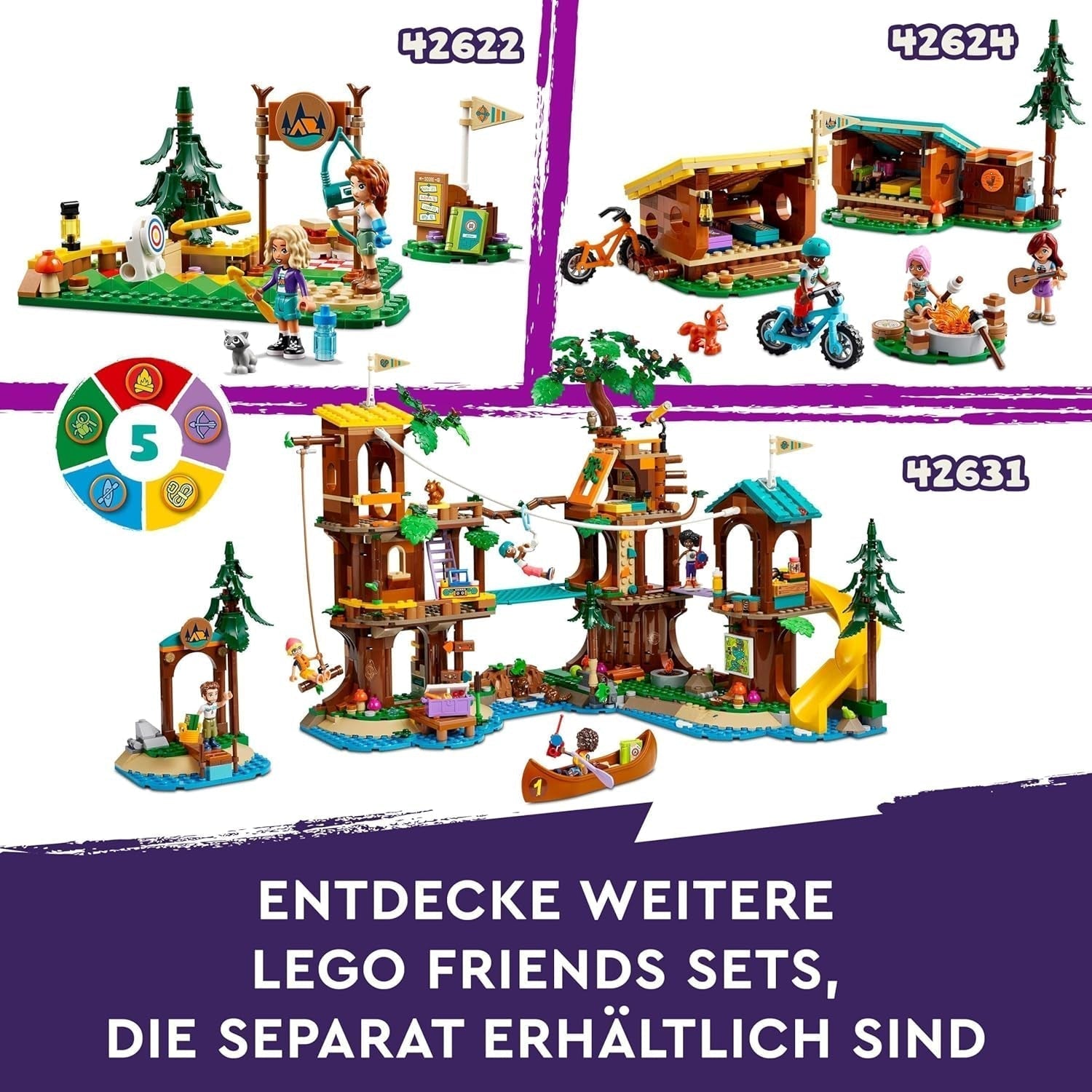 LEGO Friends Bogenschießen im Abenteuercamp Kinderbauspielzeug mit Pfeil und Bogen, 2 Figuren und einem Waschbecken, für Mädchen und Jungen ab 6 Jahren 42622 Bausets Besuchen Sie den LEGO-Store