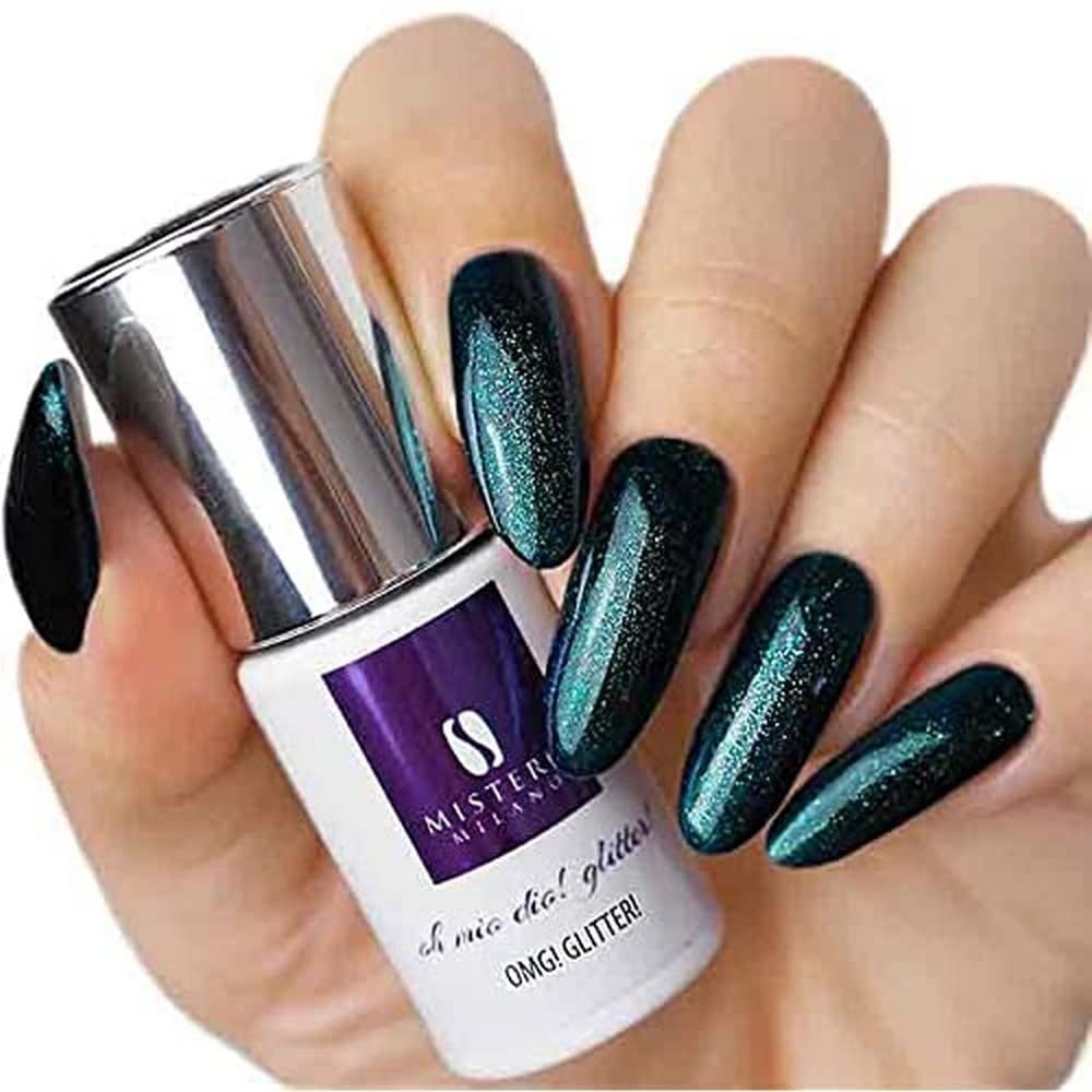 Mistero Milano UV-Glitzer-Nagellack – LED-Nagellack – Glitzer-Hybrid – volle Deckkraft – 7 ml. Into the Dark Night
