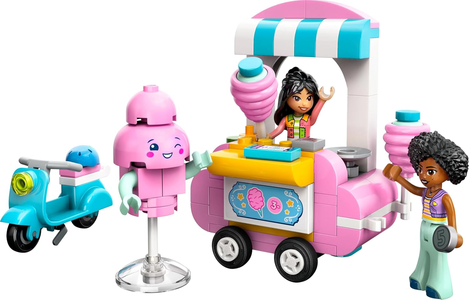 Suport pentru vată de zahăr LEGO Friends, set de joacă pentru jocuri de rol creative cu 2 minifigurine, suport mobil și accesorii, cadou pentru fete de la 6 ani, set de construcție cu mini păpuși 42643 Seturi de constructie Besuche den LEGO-Store