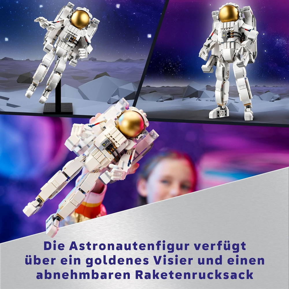 LEGO Creator 3in1 Astronaut im Weltraum Spielzeug, Modellbauset mit Hund und Raumschiff für Kinder, Kinderzimmer-Deko, kreatives Geschenk für Jungen und Mädchen ab 9 Jahren 31152