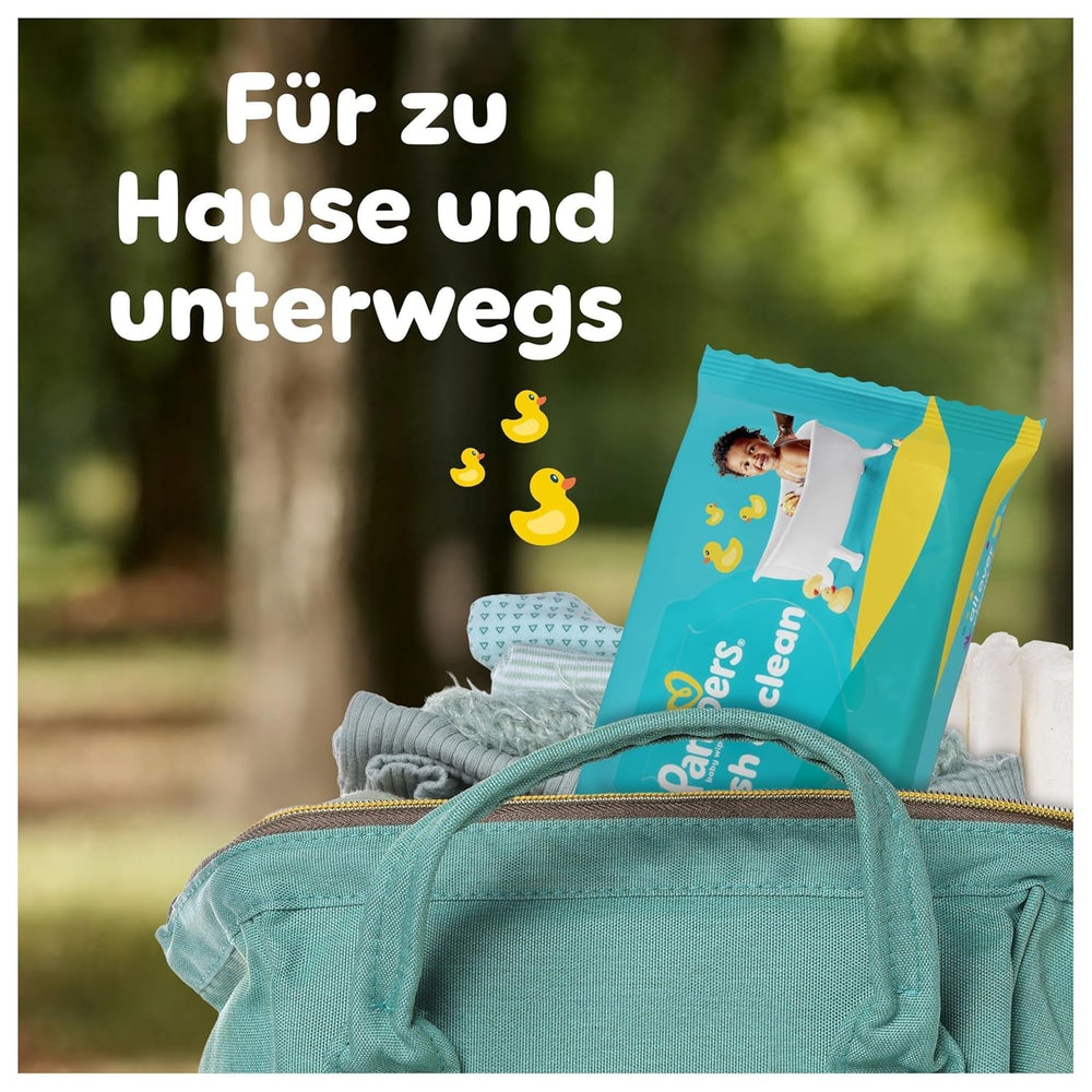 Șervețele umede Pampers Fresh Clean, 15 pachete a câte 80 de șervețele, 1200 de șervețele în total, parfum ușor, potrivite și pentru mâini și față