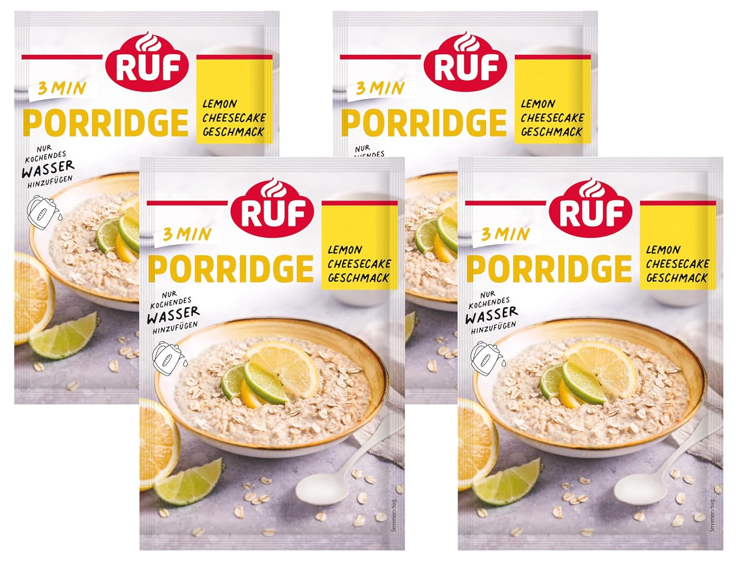 RUF Instant-Haferflocken mit Erdbeeren und Vanille, eine Sommermahlzeit mit Hafer, in 3 Minuten fertig, 1 Beutel x 65 g