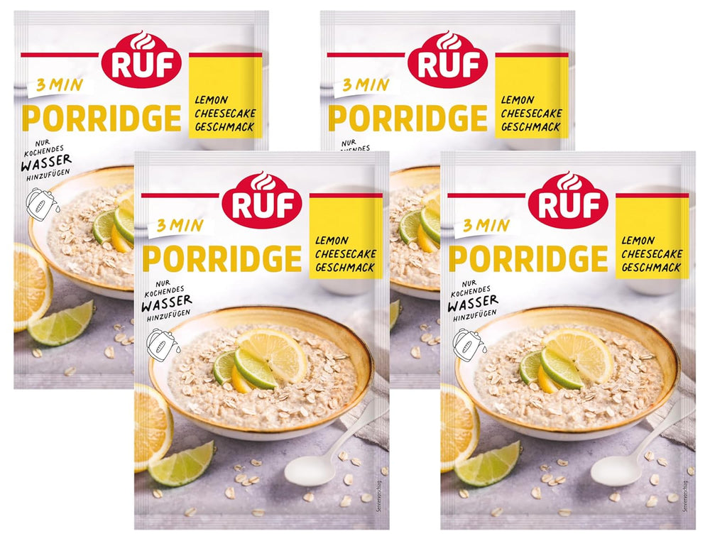 RUF Instant-Haferflocken mit Erdbeeren und Vanille, eine Sommermahlzeit mit Hafer, in 3 Minuten fertig, 1 Beutel x 65 g