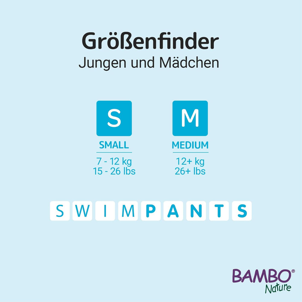 Bambo Nature Baby-Schwimmwindeln, Größe S (7–12 kg), 12 Windeln | Einweg-Schwimmwindeln mit sicherer Passform | Wasserdichter Komfort beim Wasserspiel