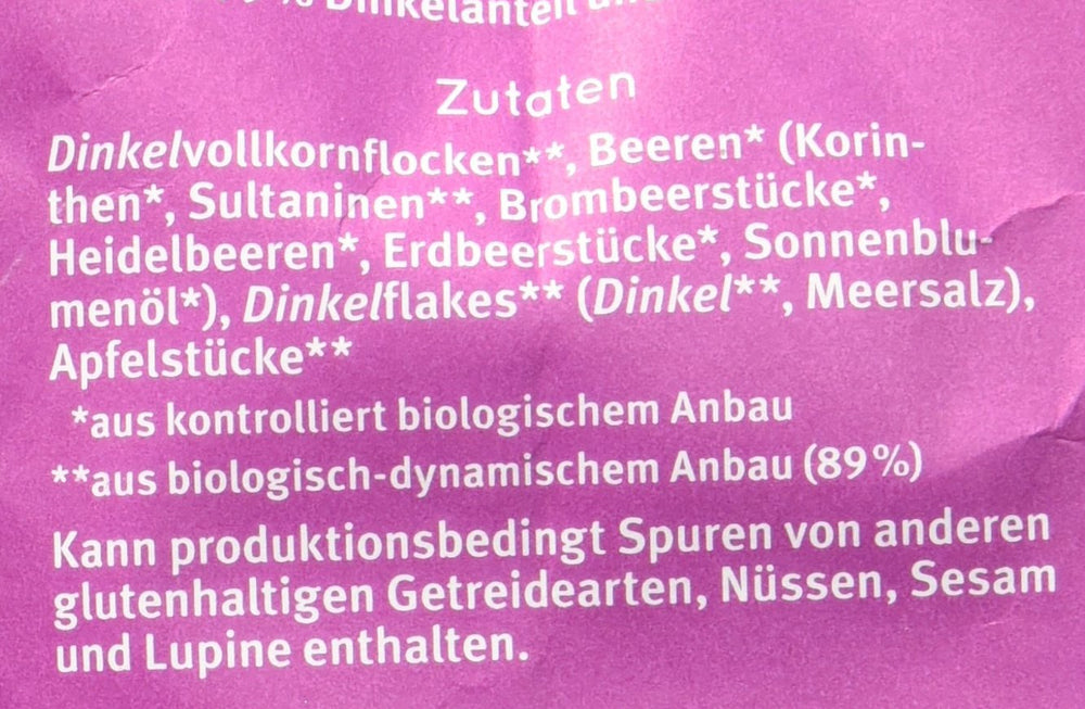 Hof Dinkelbeermüsli, ungesüßt, 425 g