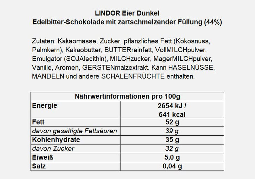 LINDOR-Eier mit Lindt-Schokolade | 4 Kartons à 450 g | LINDOR-Eier mit zartschmelzender Vollmilchschokolade, weißer, dunkler und Haselnussfüllung | Osterschokolade | Geschenk aus Schokolade | Ostereier | Schokoladeneier