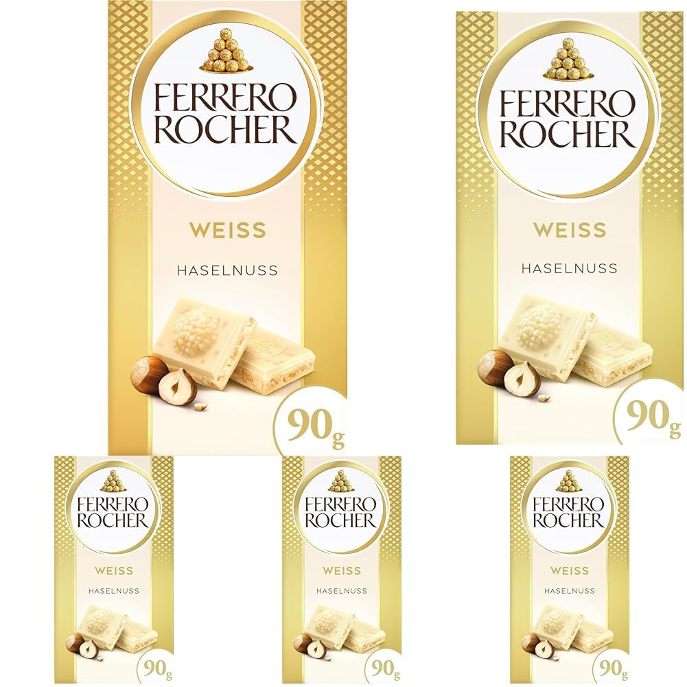 Ferrero Rocher Riegel – Weiße Schokolade mit Haselnuss – Valentinstagsgeschenk für Sie und Ihn – 1 Schokoriegel x 90 g