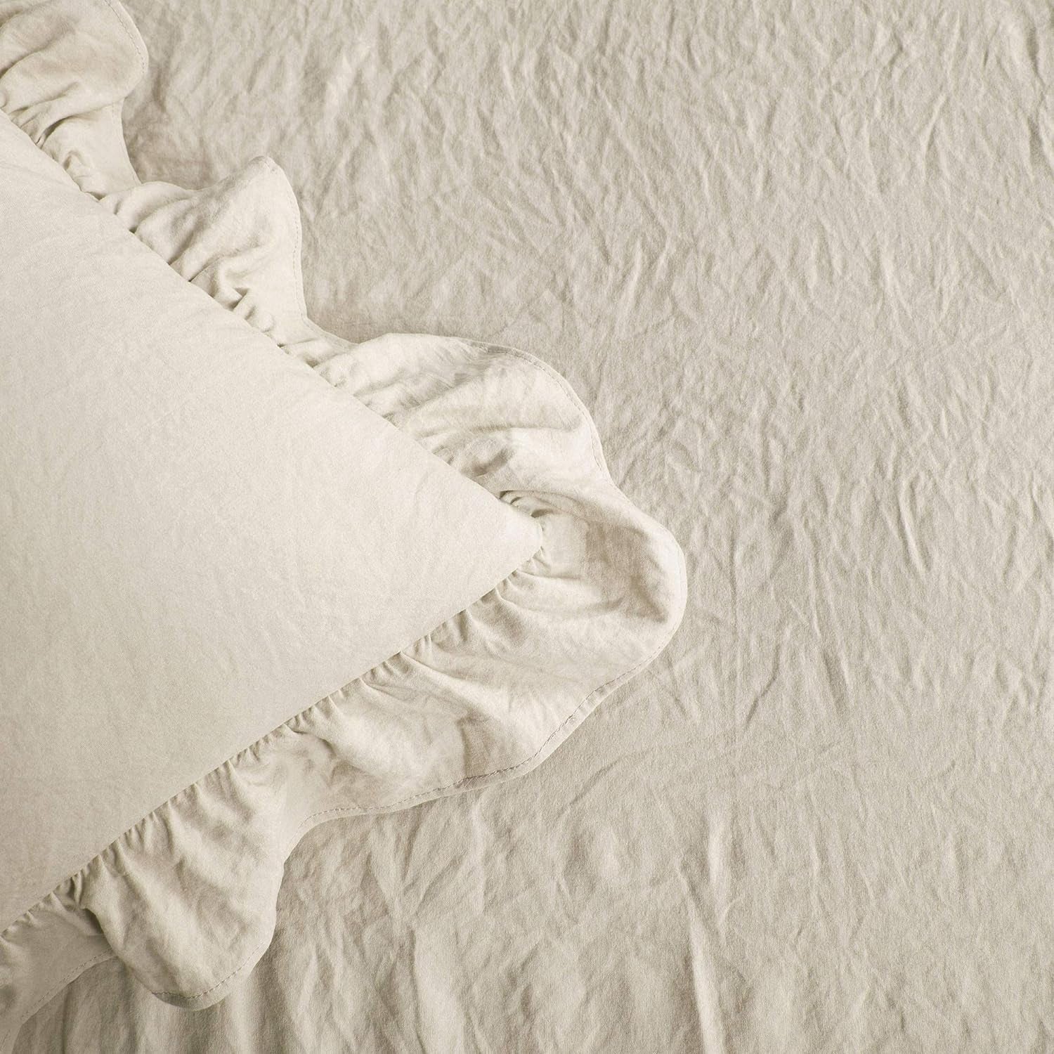 Lush Decor Rüschenrock-Bettwäsche-Set, 3-teilig, luxuriöses Bauernhaus-Bettwäsche-Set, elegante, bezaubernde Rüschendetails, zeitloser Stil und klassisches Design, weiche und leichte King-Size-Betten und Bettdecken mit Lush Decor