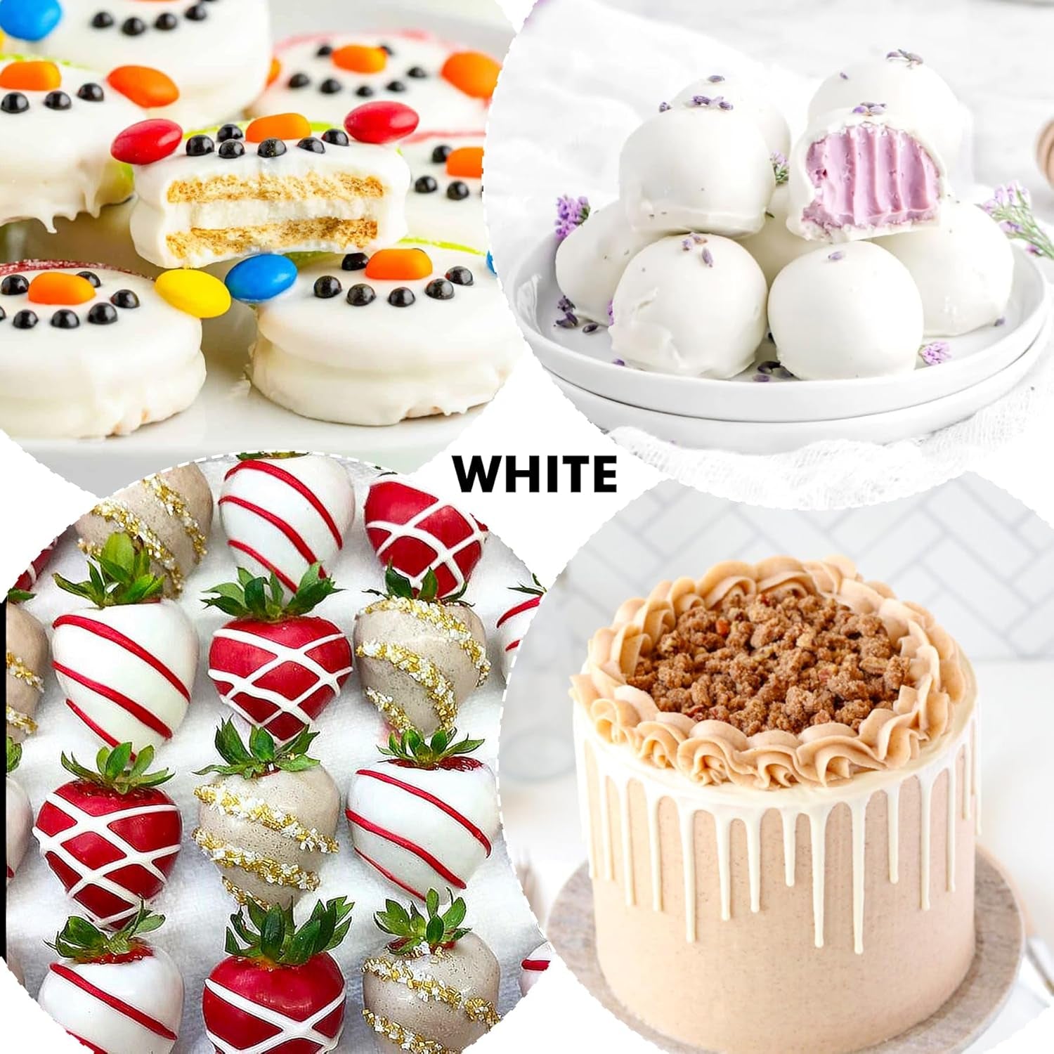 Colorant alimentar liposolubil - colorant alimentar pe bază de ulei pentru ciocolată, cremă de unt, bomboane, glazură - colorant alimentar concentrat pe bază de ulei pentru copt, gătit, fondant (alb, 88 ml)