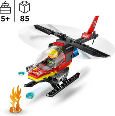 LEGO City Feuerwehrhubschrauber, Hubschrauberspielzeug und Pilotenfigurenset, Feuerwehrhubschrauber für ein fantasievolles Spielerlebnis, Geschenk für Kinder, Jungen und Mädchen ab 5 Jahren 60411 Bausets Besuchen Sie den LEGO-Store