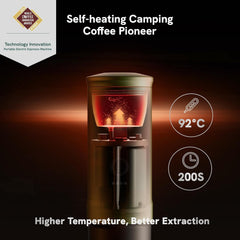 Espressor electric portabil OutIn Nano, aparat de cafea pentru camping, autoîncălzire cu USB-C, compatibil cu cafea măcinată și capsule NS