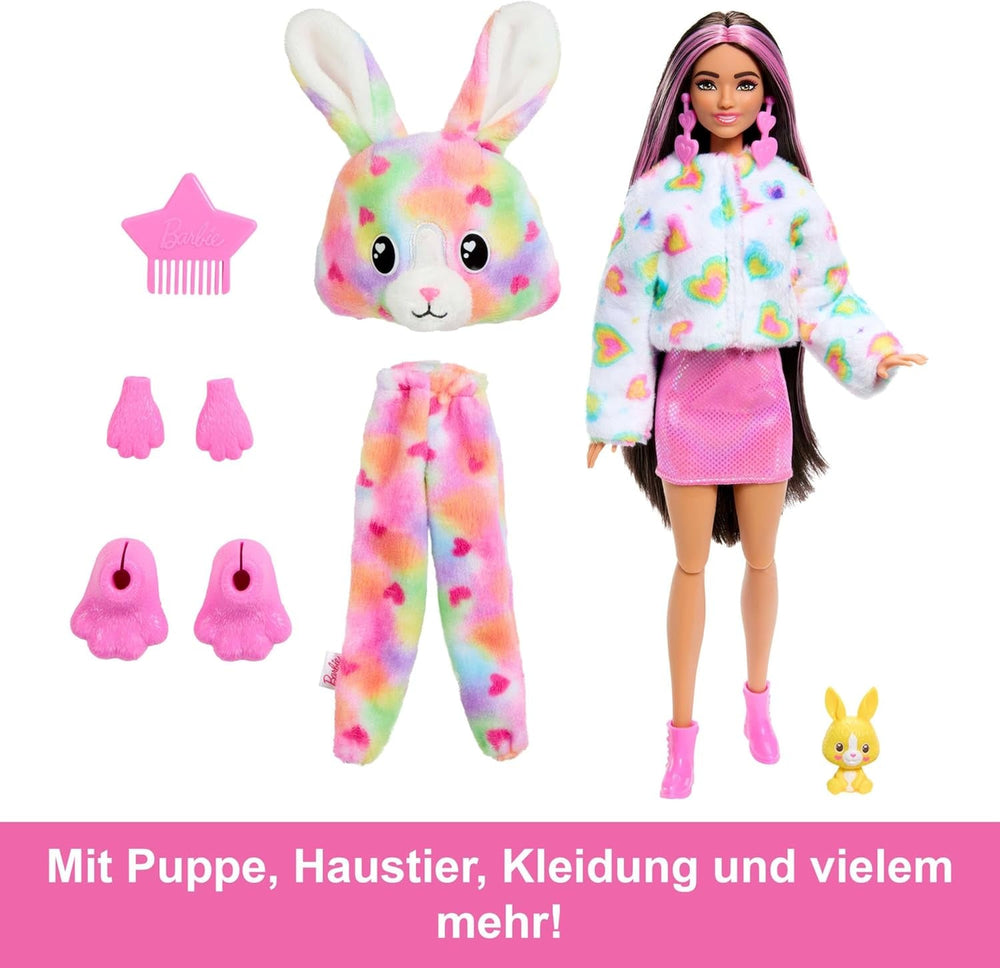 Barbie Cutie Reveal-Puppe und Zubehör, Batik-Häschen-Plüschkostüm und 10 farbwechselnde Überraschungen, Color Dream-Serie, HRK38 Naty Shop-Puppen