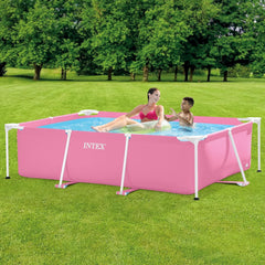 Intex 28266NP – Rechteckiger oberirdischer Pool mit Rahmen, 1662 l, Stahl und PVC, rosa, 220 x 150 x 60 cm