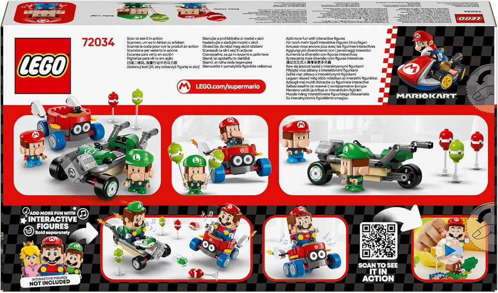LEGO Mario Kart – Baby Mario Vs. Baby Luigi Nintendo-Sammelfiguren 2 baubare Speedmen-Spielzeuggeschenk für Jungen, Mädchen und Gamer ab 8 Jahren Abenteuerspielzeug 72034 Bausets Besuchen Sie den LEGO-Store