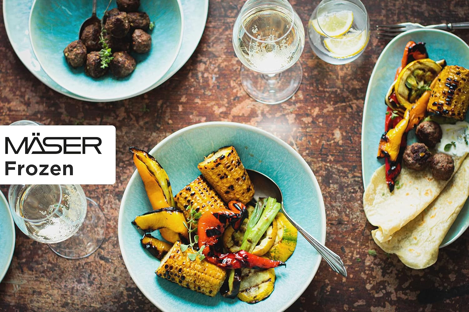 MÄSER Serie Frozen, Geschirr Set Aus Keramik Für 4 Personen, 16-Teiliges Kombiservice Mit Organischen Formen, Farblich Gesprenkeltes Service, Steinzeug, Türkis-Grün Tableware Sets Naty Shop