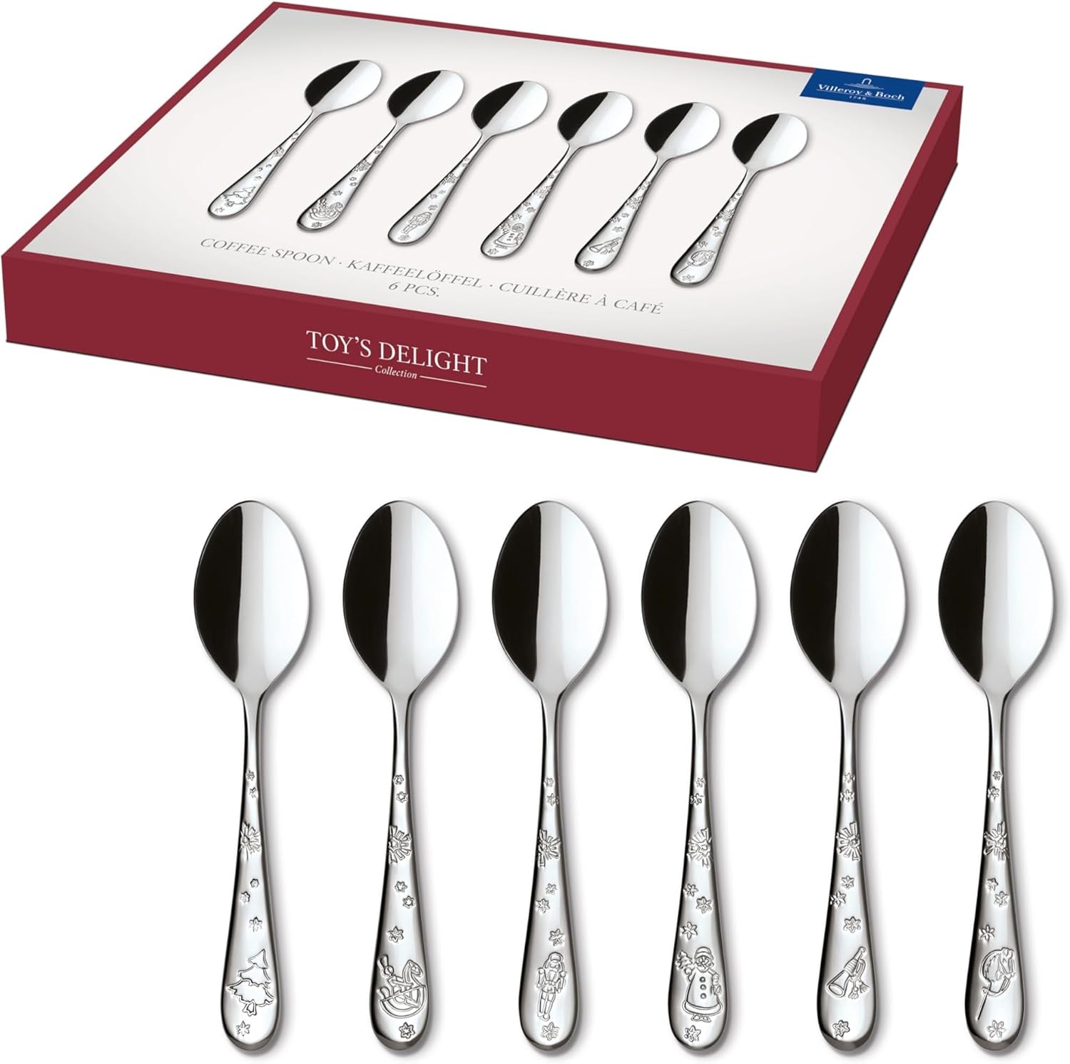 Villeroy & Boch - Set de linguri de cafea Toy'S Delight 6 piese Silver Platinum, rezistent la mașina de spălat vase Bucatarie Naty Shop