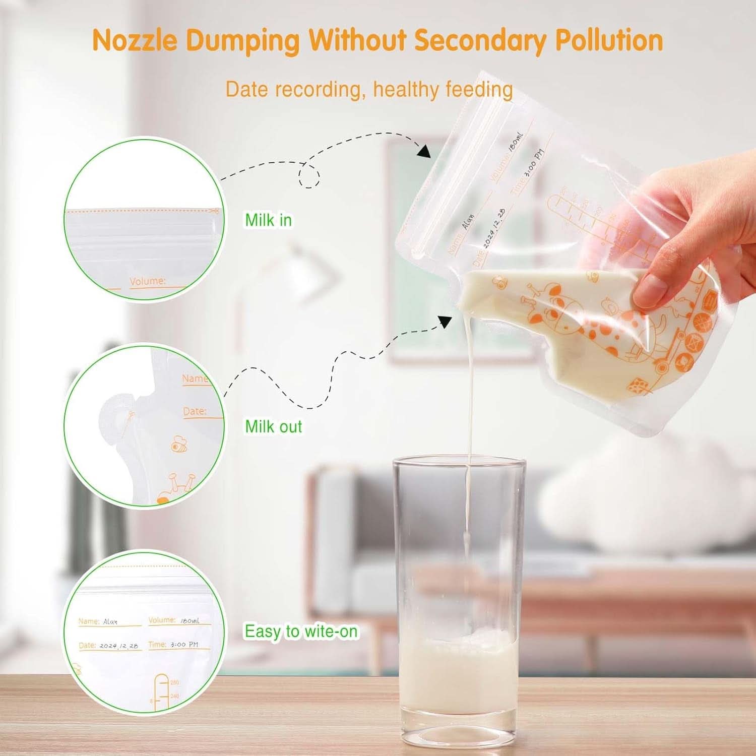 Vinabo 50 Stück Muttermilchbeutel, 250Ml Bpa-Free Muttermilk Storage Bag, Milchbeutel Für Muttermilch Mit Ausgießer Für Das Stillen, Selbststehender, Kann Eingefroren Werden, Vorsterilisiert Accessories Food and Breastfeeding Baby Naty Shop