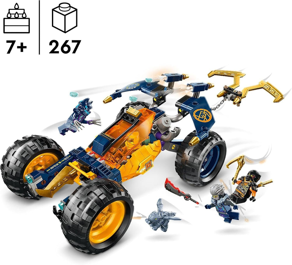 LEGO NINJAGO Arins Ninja-Offroad-Buggy, Ninja-Spielzeug mit Auto, Drache und 4 Minifiguren, Buggy-Modell-Abenteuerset für Kinder, Geburtstagsgeschenk für Jungen und Mädchen ab 7 Jahren 71811 Bausätze Beuche den LEGO-Store