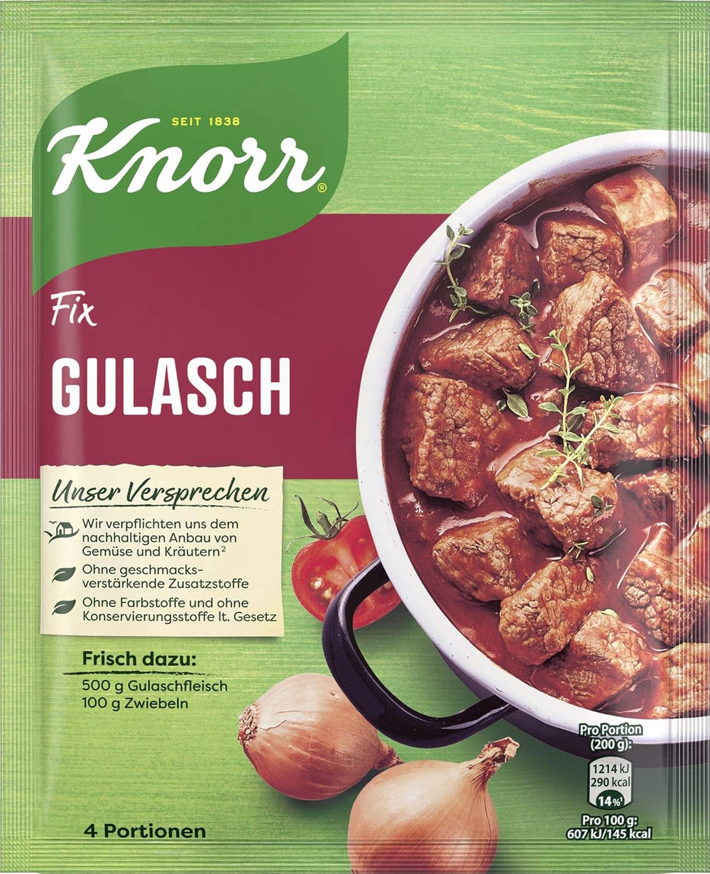 Knorr Fix Würzmischung Paprika-Gulasch für ein leckeres Fleischgericht mit natürlichen Zutaten 4 Portionen