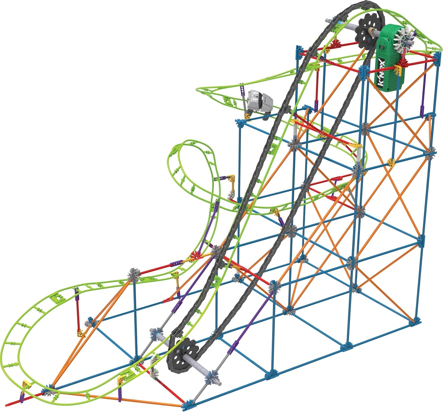 K'NEX 51438 Typhoon Frenzy Achterbahn, 2-in-1-Modell, farbenfrohes Bauset für Jungen und Mädchen, 19-Fuß-Spielzeug, 640-teiliges Kinderbauset für Kinder ab 9 Jahren