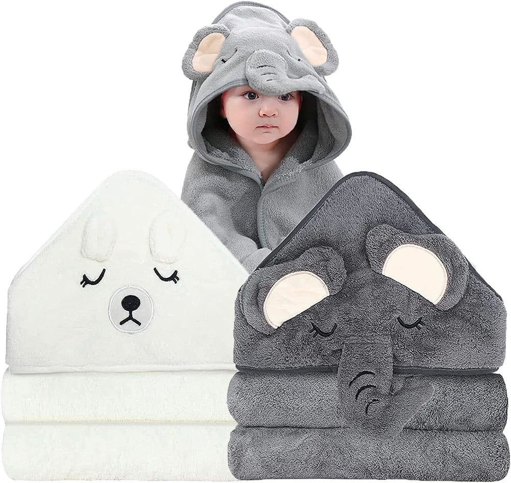 2er-Pack Badetücher mit Kapuze 80 x 80 cm Mutter und Kind Naty Shop Elefant Bär