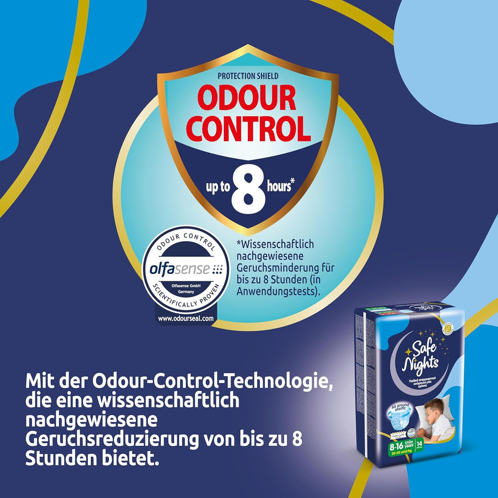 Safe Nights Boy, Nachthosen für 8–16 Jahre (30–50 kg), 84 Stück