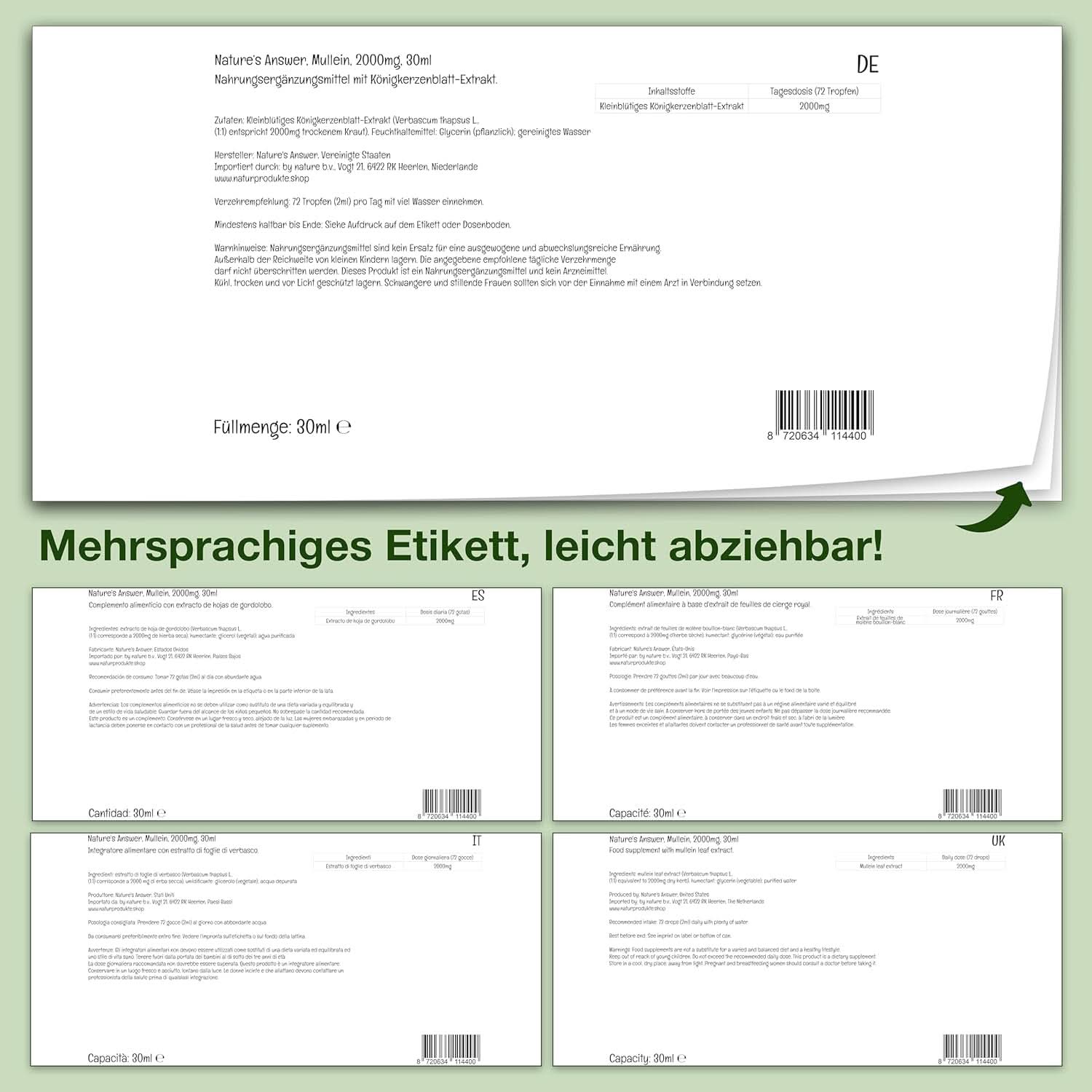 Königskerzenblattextrakt, 30 ml, alkoholfrei Arome Naty Shop