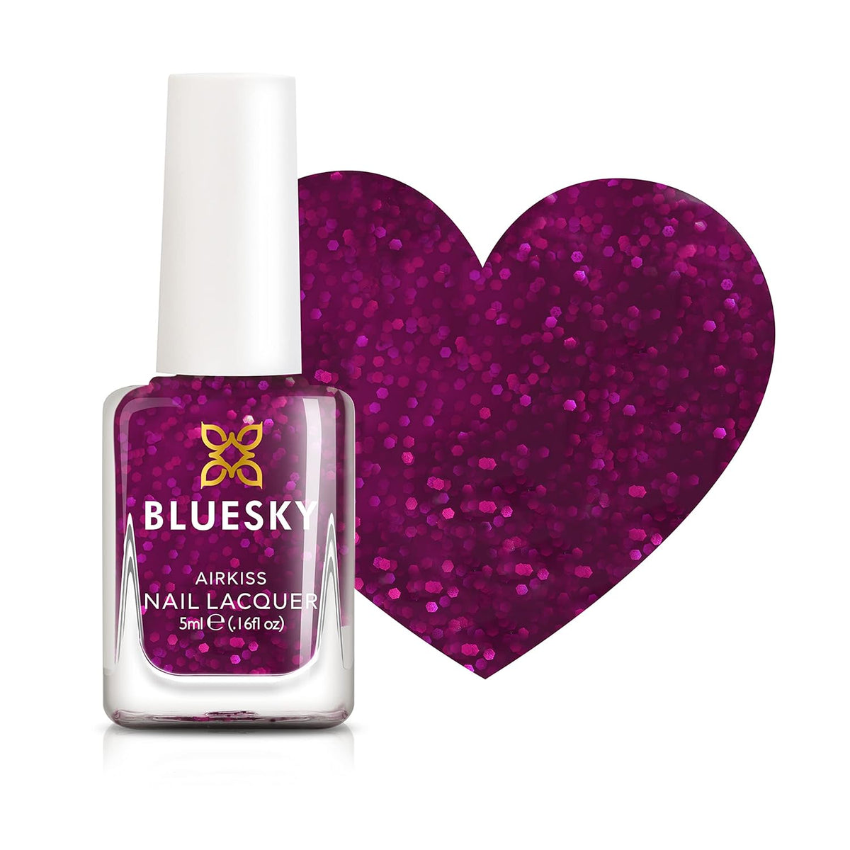 Bluesky Kids Nagellack – All Glitter, Pink. Leicht abziehbarer, ungiftiger, wasserbasierter, nicht gleitender Nagellack für Kinder, 5 ml