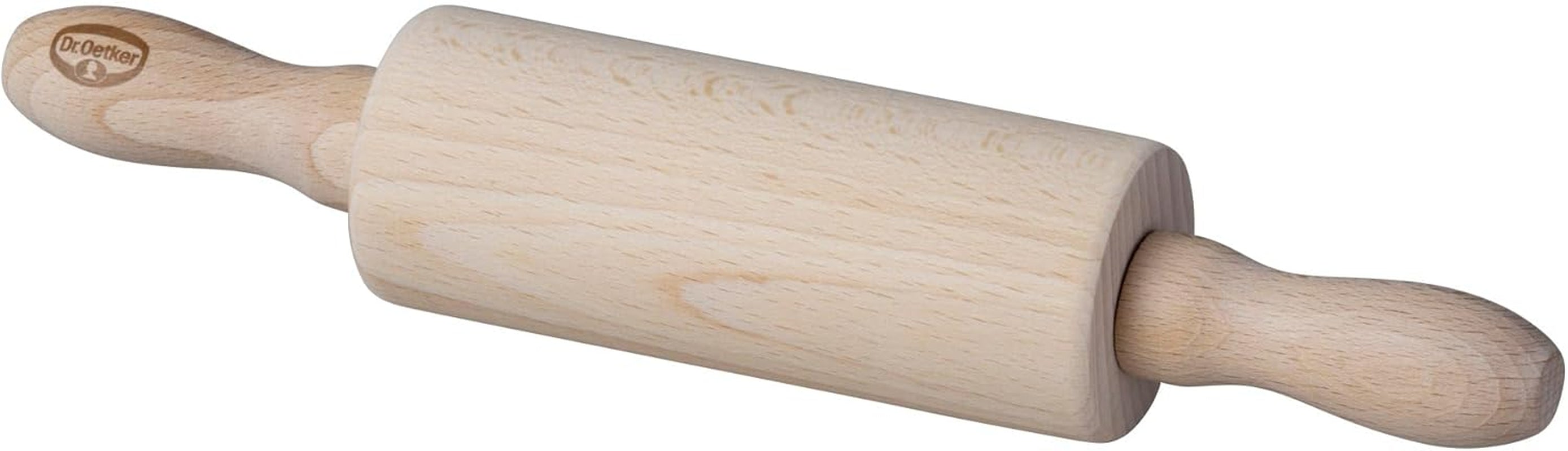 Dr. Oetker Mini-Holzteigrolle für Backbegeisterte – 23 cm, massives Holz, stabil & langlebig für alle Teigarten, einfache Reinigung